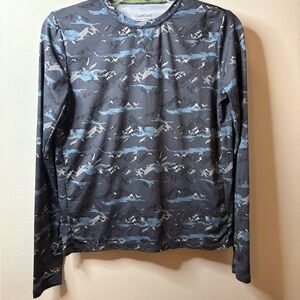 Cuddl Duds Gray and Blue Comfortech Shirt